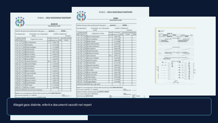 Anteprima sfocata degli allegati gara inseriti in un report TeamStudio